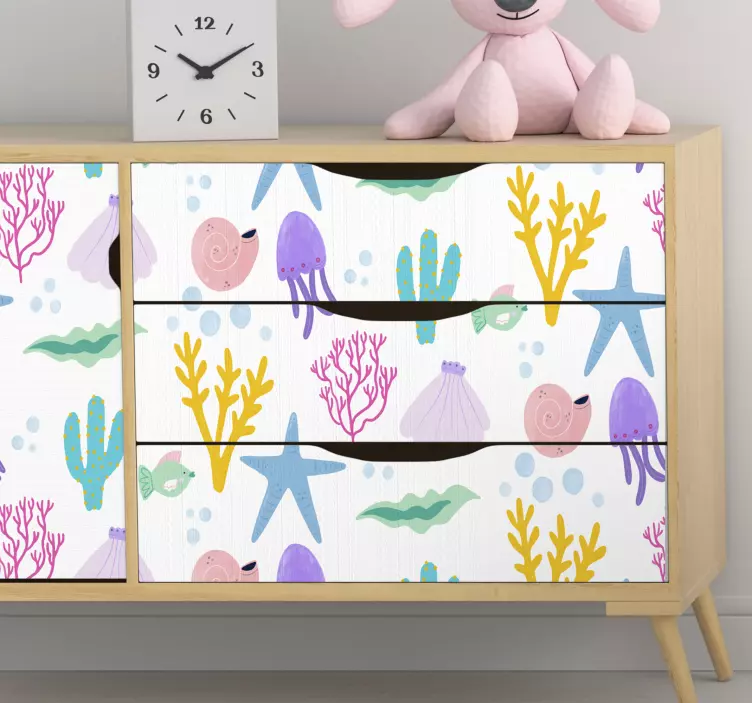 Child seabed drawing furniture sticker - TenStickers
