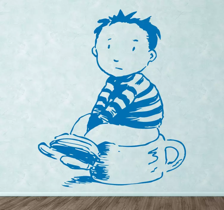 Child Sitting Cup wall stickers for kid - TenStickers