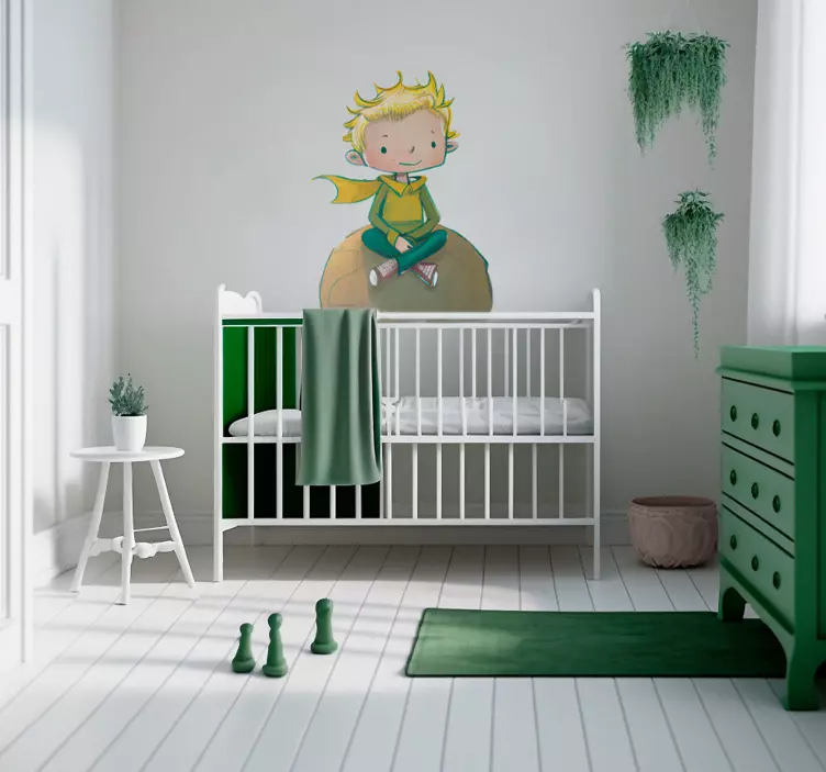 Child sitting planet cartoon sticker - TenStickers