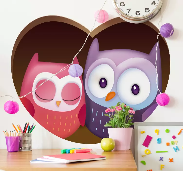 Children owls tree illustration sticker - TenStickers