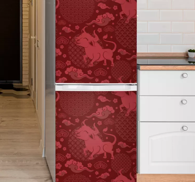 Chinese style vintage pattern fridge sticker - TenStickers