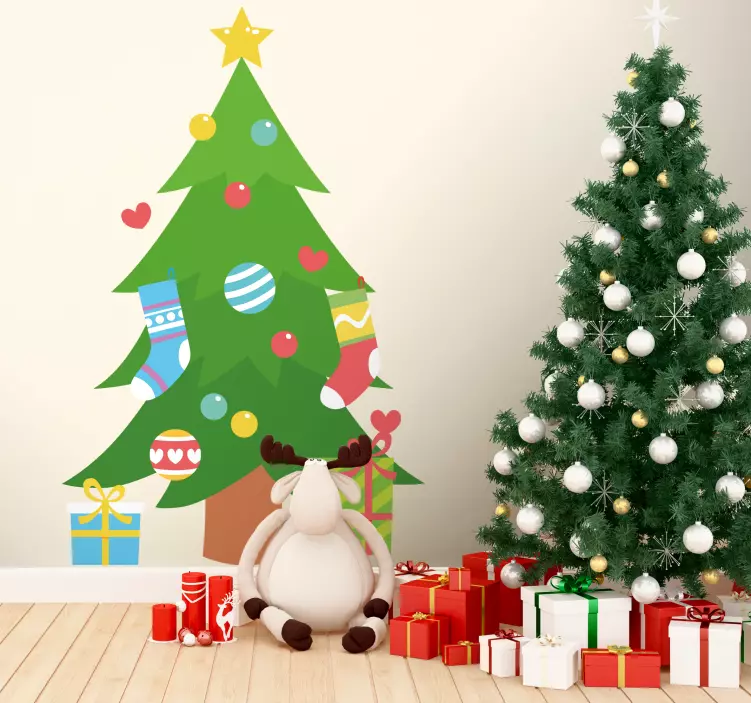 Christmas tree with socks Do it Yourself decal - TenStickers