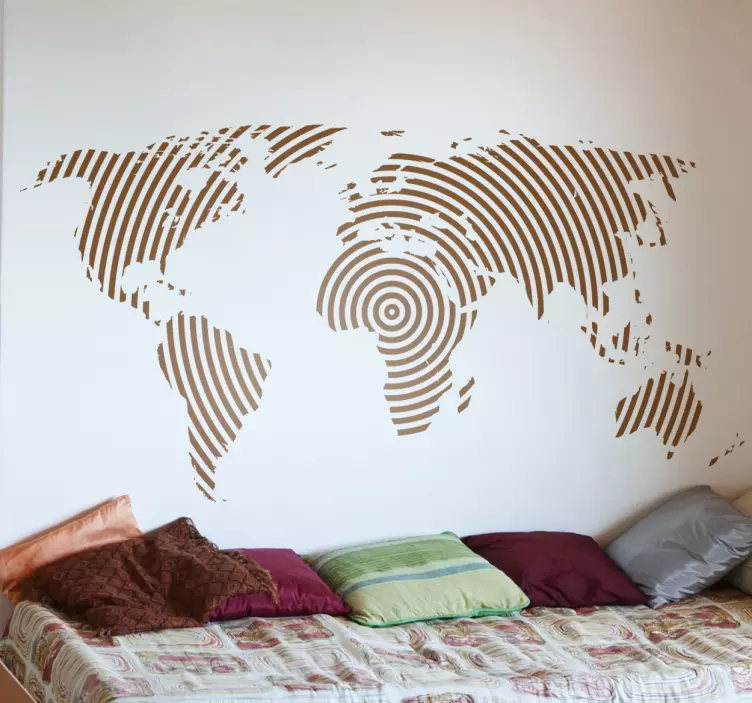Circular Lines World Map Sticker - TenStickers