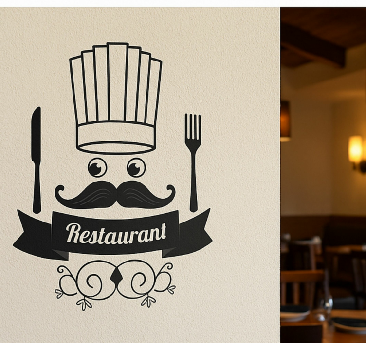 Classic chef with cutlery restaurant sticker - TenStickers