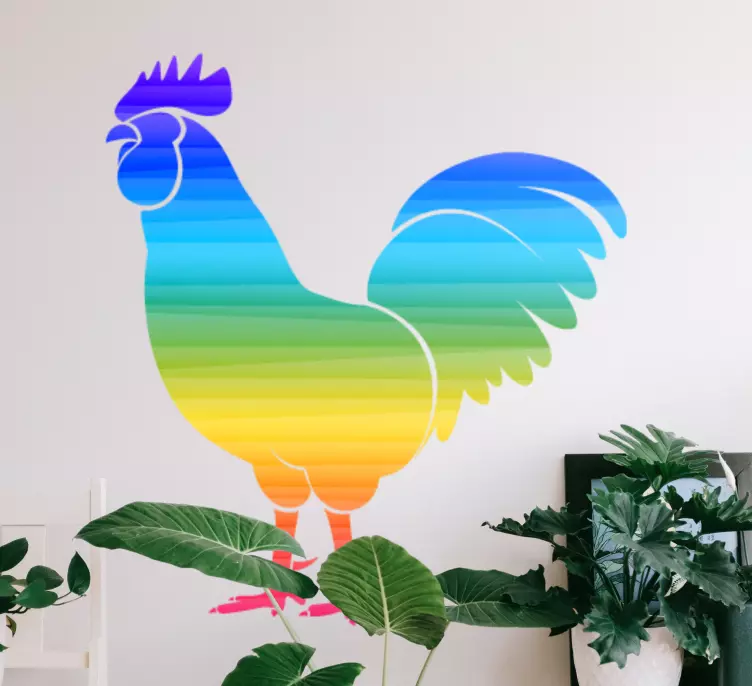 Classic rainbow rooster bird wall sticker - TenStickers