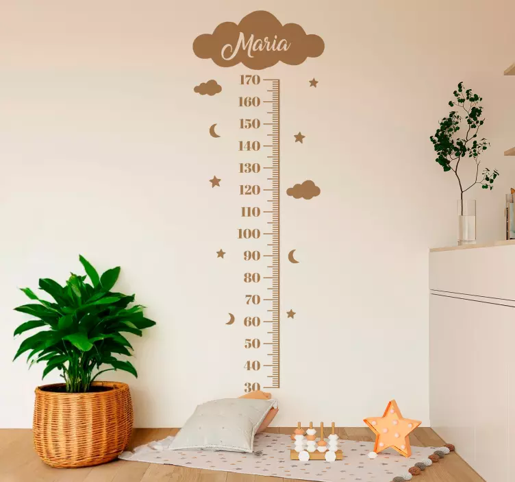 Clouds with stars  height chart wall sticker - TenStickers