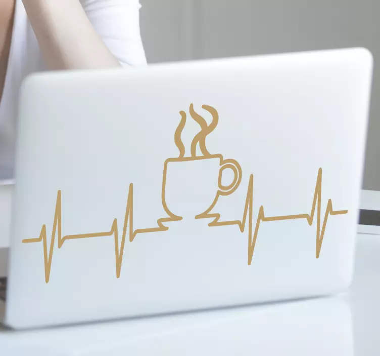 Coffee on the lifeline laptop sticker - TenStickers