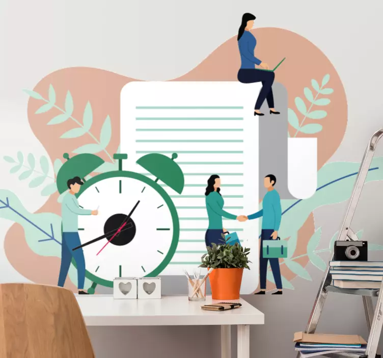 Collaboration and Time clock wall sticker - TenStickers