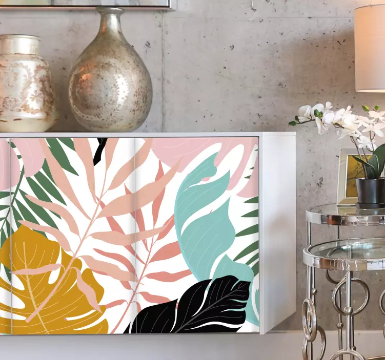 Colorful abstract floral furniture decal - TenStickers