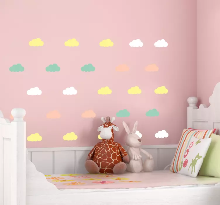 colorful clouds illustration decal - TenStickers
