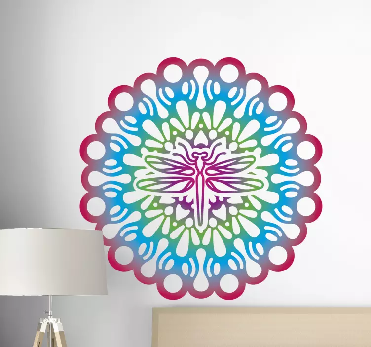 Colorful Dragonfly Mandala bird wall sticker - TenStickers