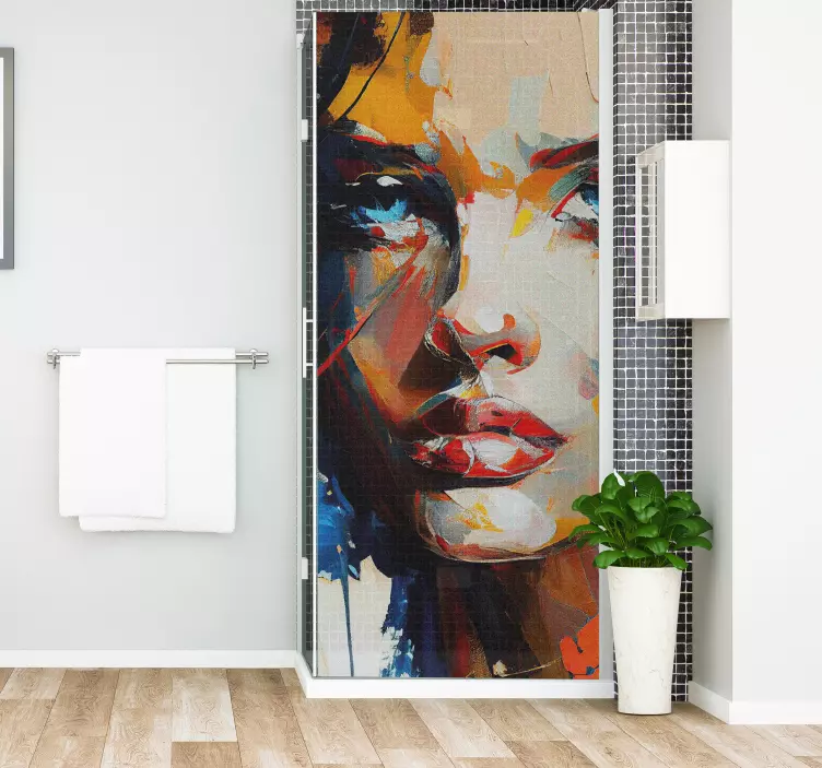 colorful face painting shower screen sticker - TenStickers