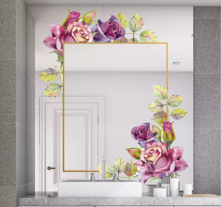 Colorful flowers mirror sticker - TenStickers