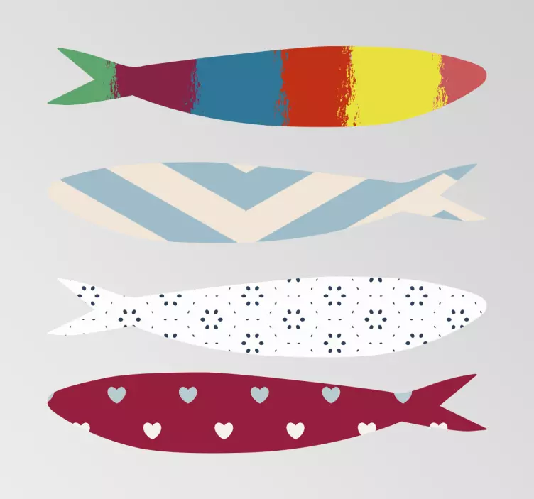 Colorful lisbon sardines wall sticker - TenStickers
