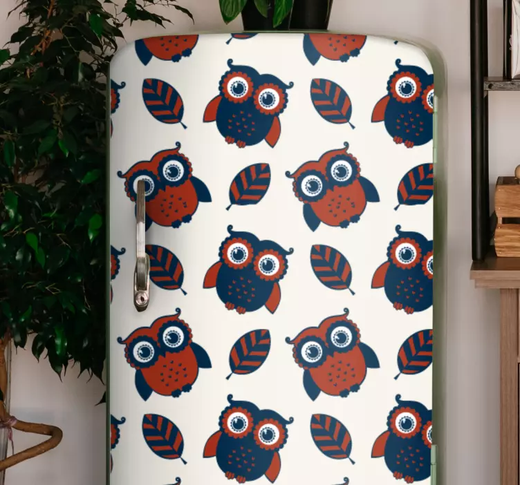 Colorful Owl Patterns fridge sticker - TenStickers