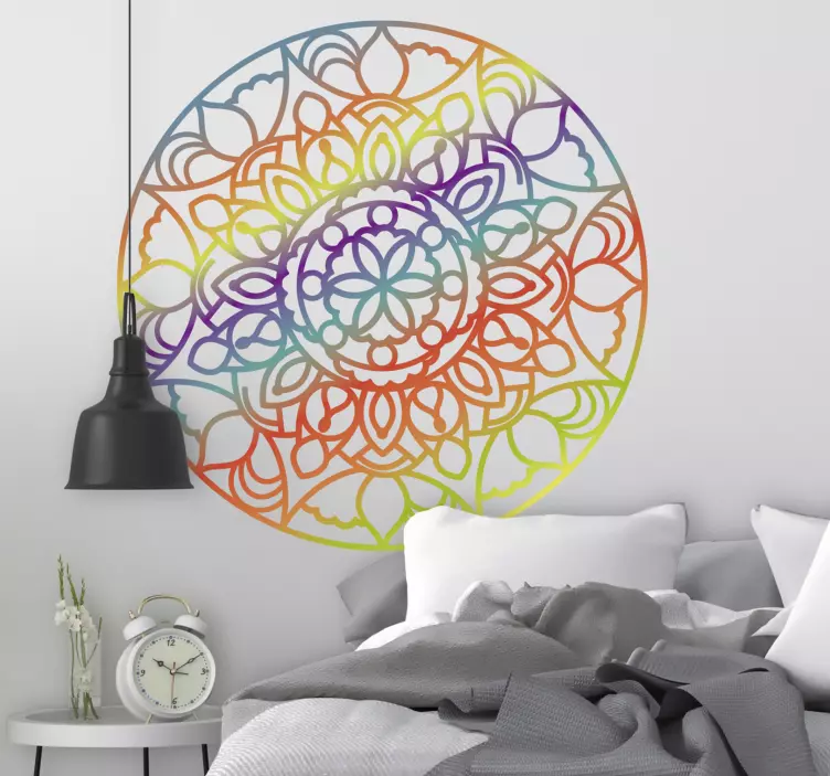 Colorful rainbow mandala floral wall sticker - TenStickers