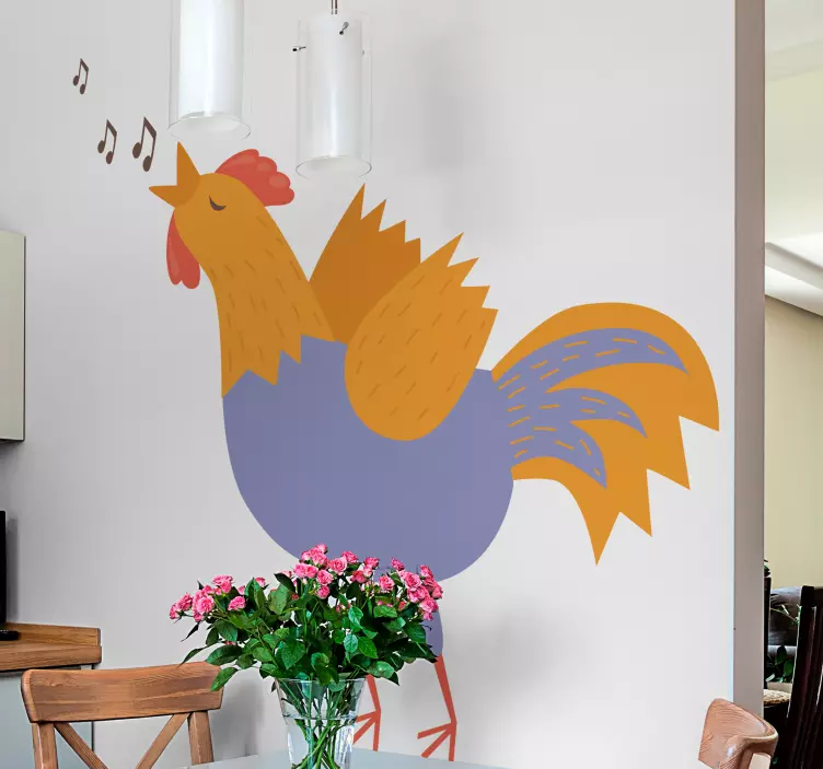 Colorful Singing Rooster farm animal wall sticker - TenStickers