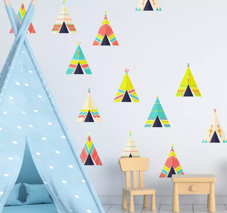 Colorful Teepee Patterns wall stickers for kid - TenStickers