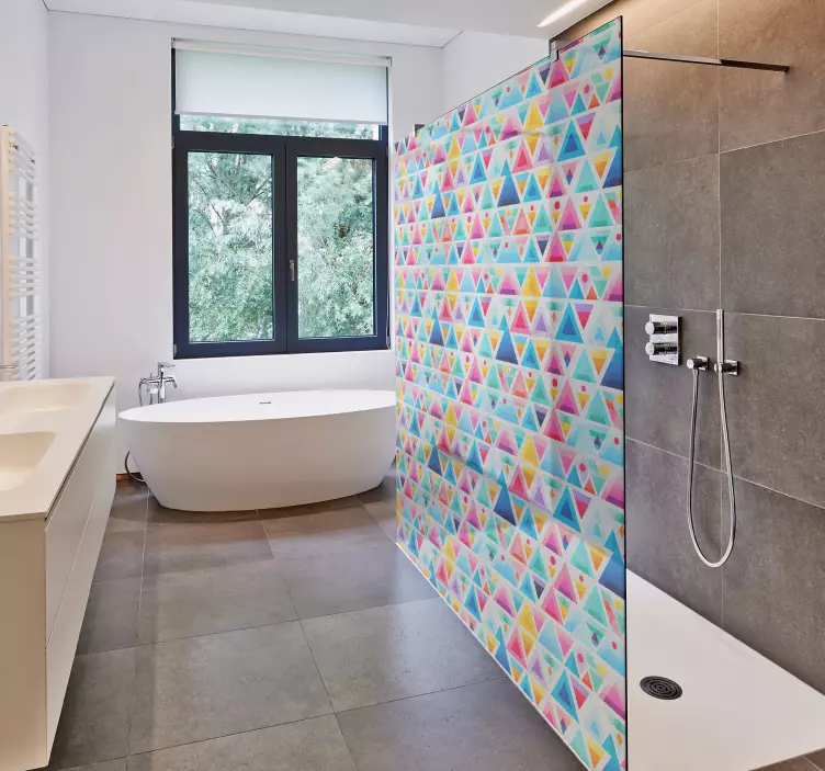 colorful triangle shapes shower screen sticker - TenStickers