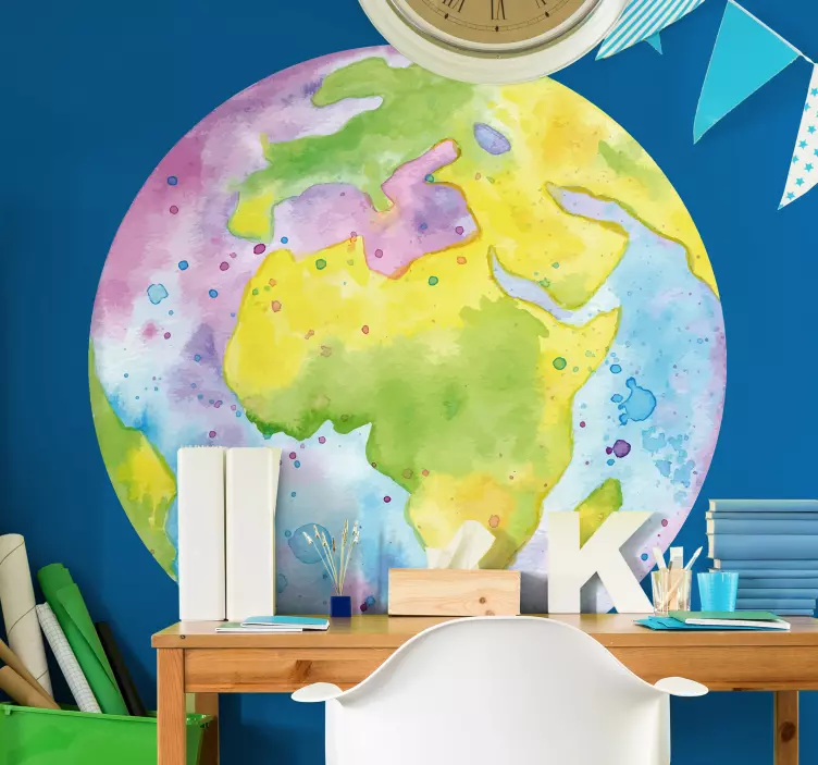 Colorful Worldwide Map world map wall sticker - TenStickers