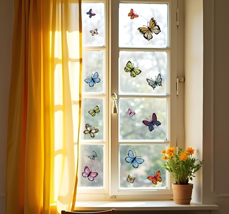Coloured butterflies window sticker - TenStickers