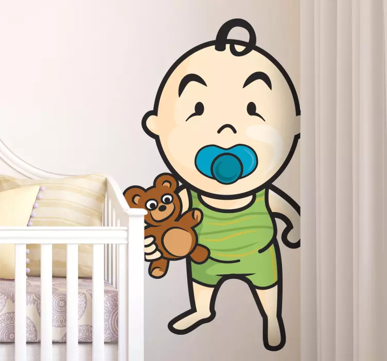 Coloured Toddler & Teddy Wall Sticker - TenStickers