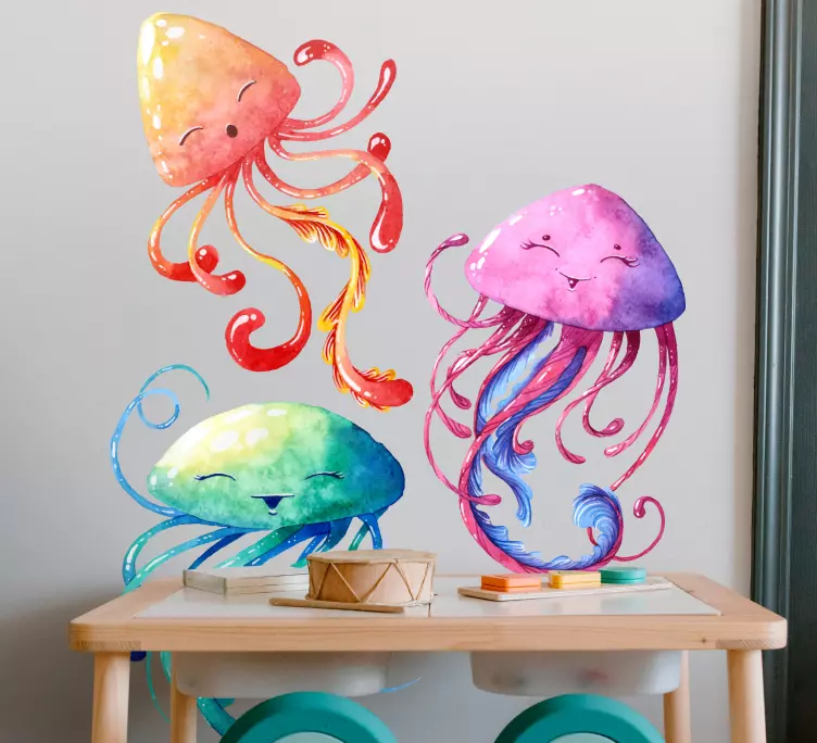 Colourful jellyfish  marine wall sticker - TenStickers