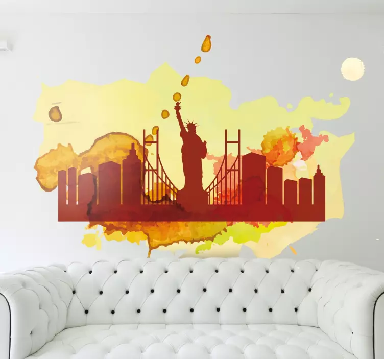 Colourful New York Silhouette Wall Sticker - TenStickers