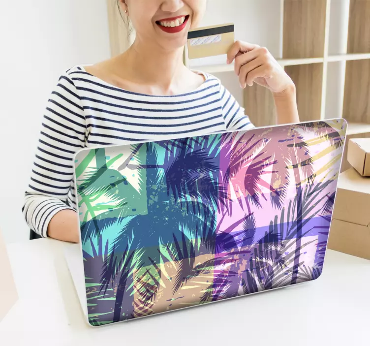 Colourful Palm Tree Laptop Sticker - TenStickers