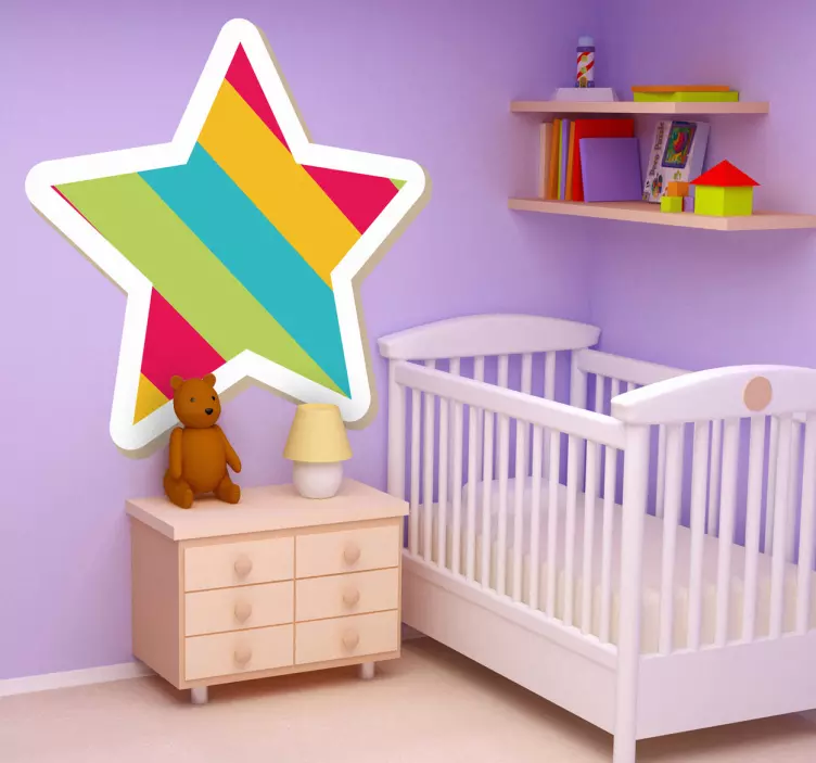 Colourful Striped Star Sticker - TenStickers
