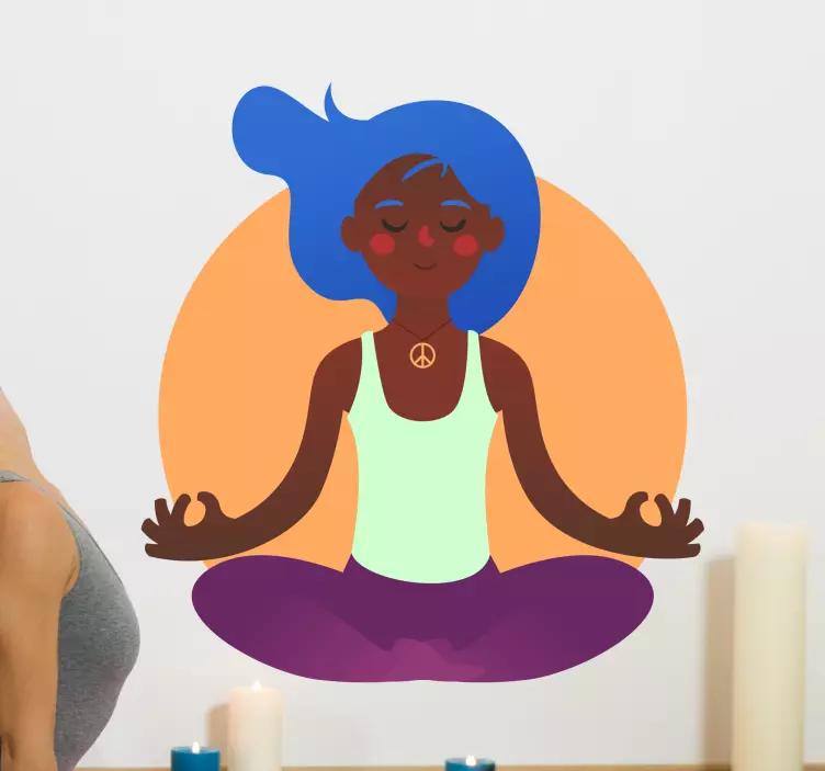 Colourful Yoga Girl wall sticker - TenStickers