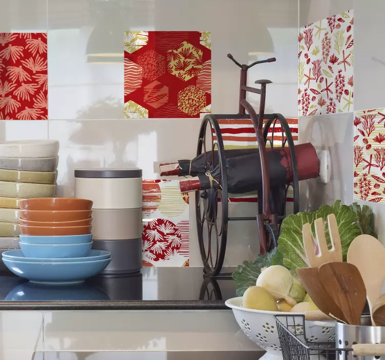 Coral set tile vinyl sticker - TenStickers