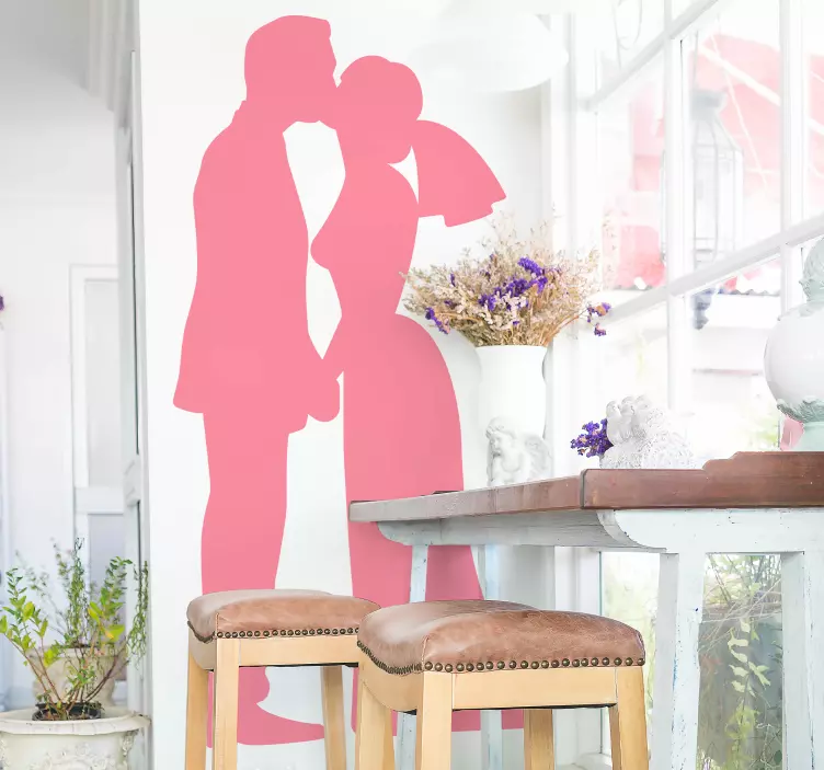 Couple Silhouette Kiss light switch sticker - TenStickers