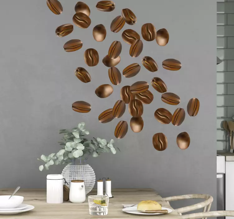 Cuisine wall sticker coffee bean scatter - TenStickers