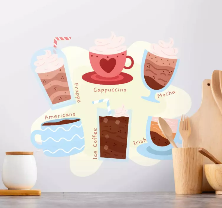 Cuisine wall sticker coffee varieties and flavors - TenStickers