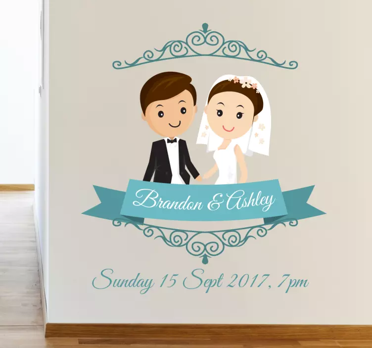 Customisable Bride And Groom Wall Sticker - TenStickers