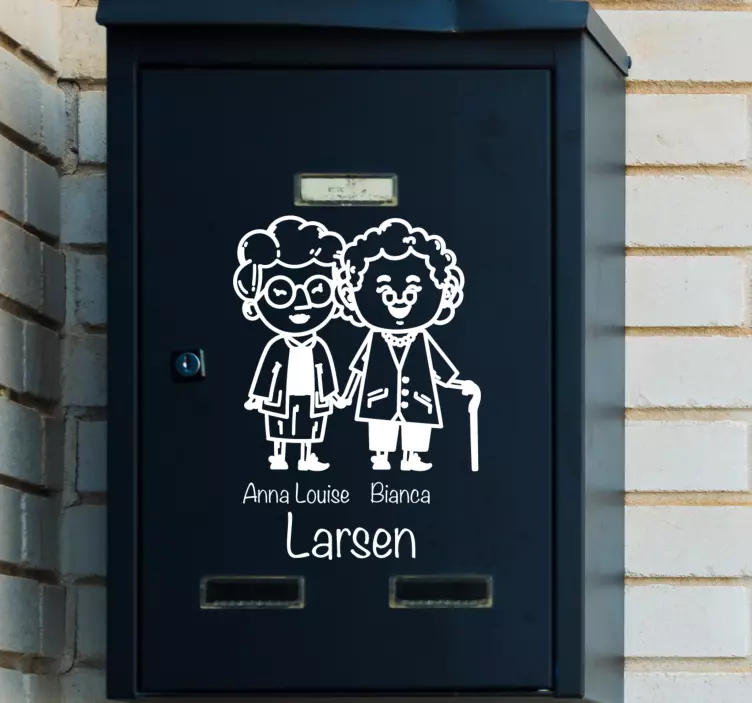 Customisable mailbox with two older women decal - TenStickers