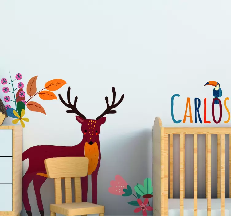 Customizable Deer Illustration wall sticker - TenStickers