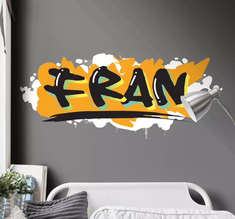 Orange graffiti name teenage wall decals - TenStickers