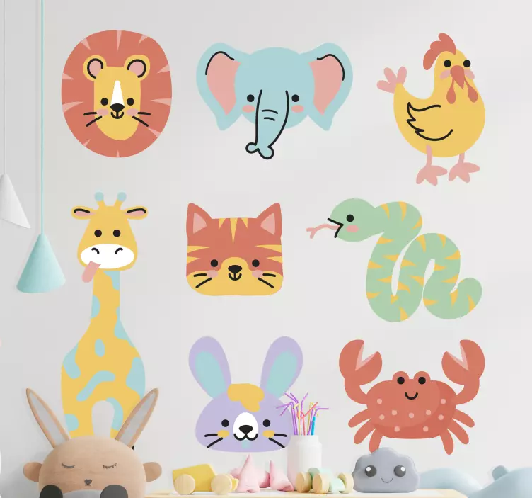 Cute animal collection children wall sticker - TenStickers
