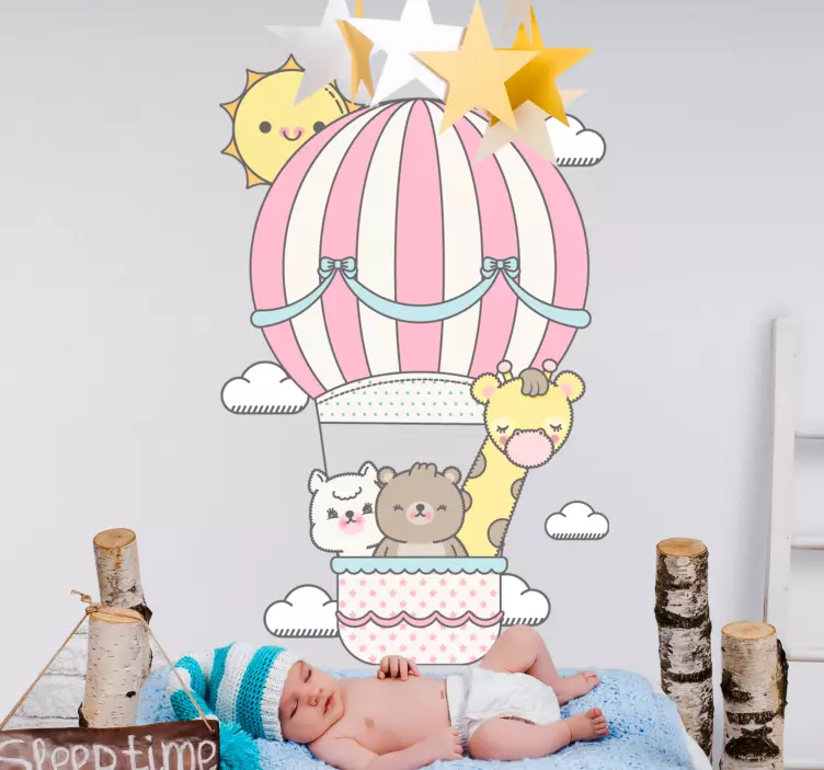 Cute Animals in Balloon Kids Wall Sticker - TenStickers