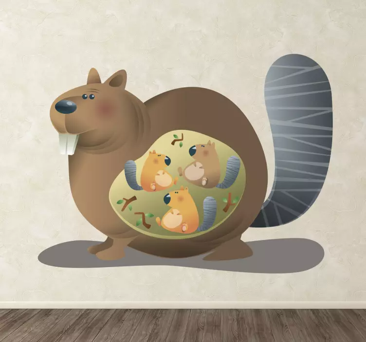Cute Beaver Family pet wall art - TenStickers