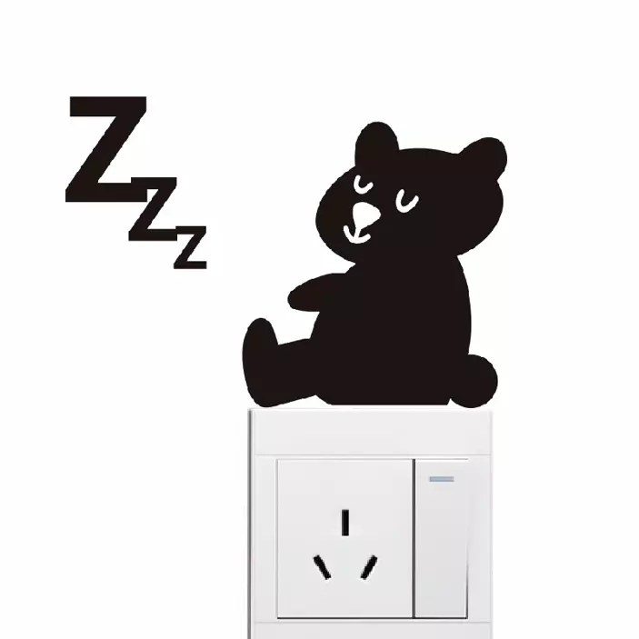 Cute sleep cartoon bear light switch sticker - TenStickers