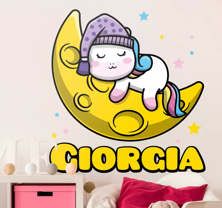 Cute Sleeping Unicorn wall stickers for kid - TenStickers