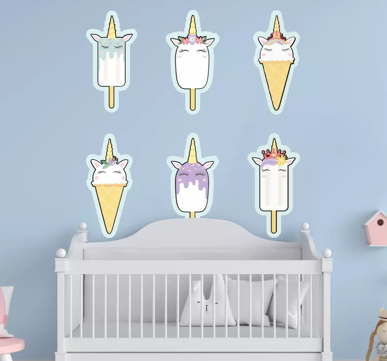 Ice cream unicorns wall stickers for kid - TenStickers