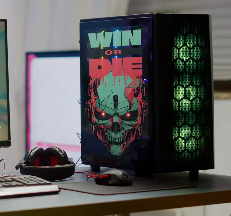 cyber skull video game sticker - TenStickers