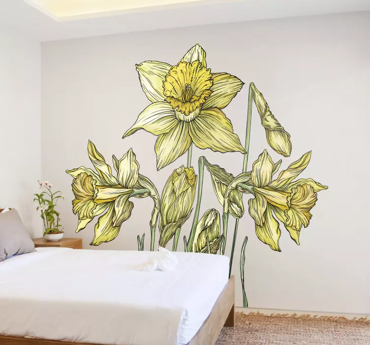 Daffodils  bright flower wall sticker - TenStickers