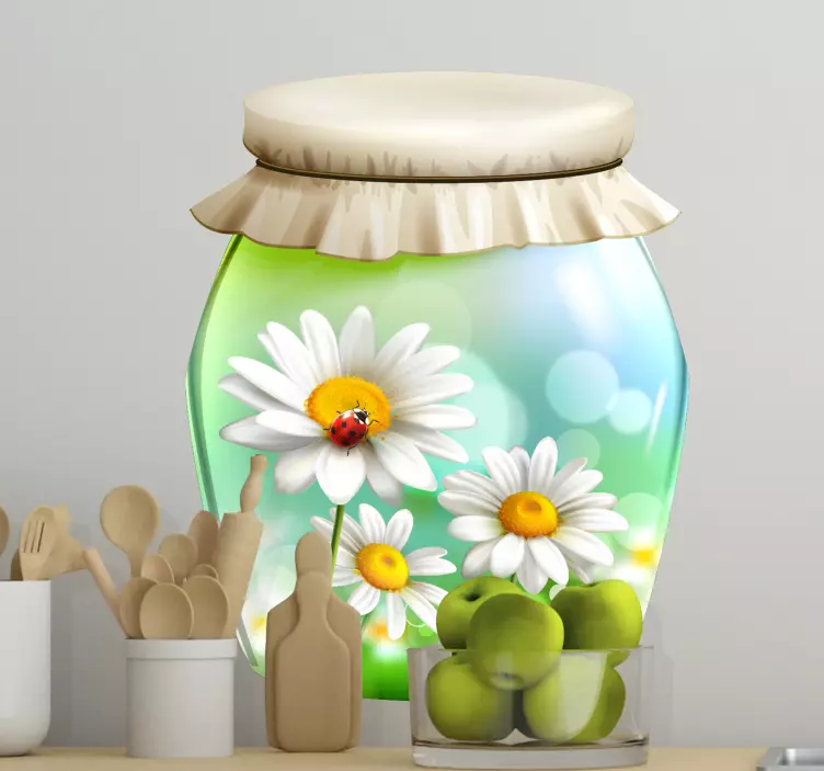 Daisy flower glas flower wall sticker - TenStickers