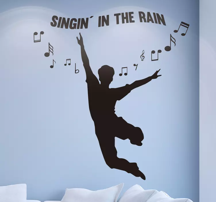 Vinyl profile singing in the rain dance sticker - TenStickers