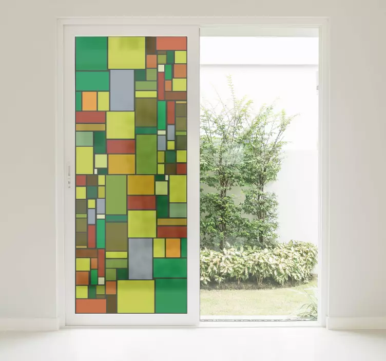 Translucent mondrian glass window sticker - TenStickers